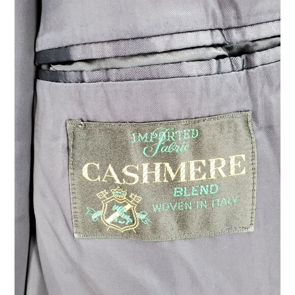 Mens Long  Overcoat Cahmere Blend Blue Classic Tailored Winter Dress Coat - Picture 7 of 9